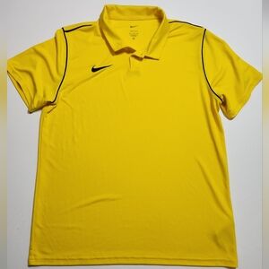 Nike Dri-Fit Polo Shirt XL Yellow Black Trim Athletic Golf Tennis Soccer